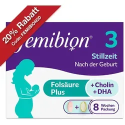 Femibion 3 Stillzeit Kombipackung - Arzneimittel für die Stillzeit mit wichtigen Vitaminen, Mineralstoffen und DHA zur Unterstützung der Gehirnentwicklung des Babys. Gluten- und laktosefrei, empfohlen von Gynäkologen.
