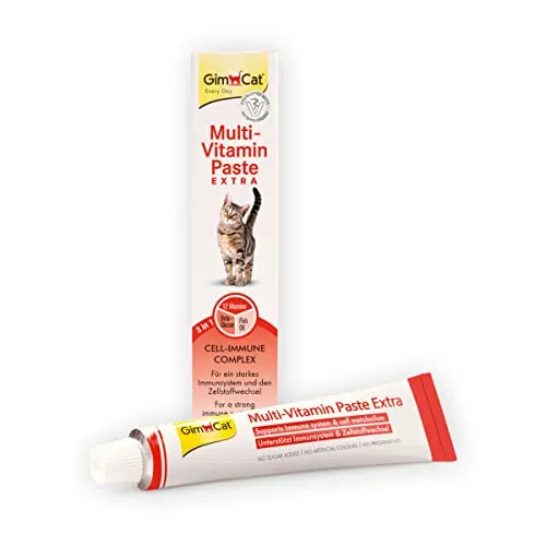 GimCat Multi-Vitamin Paste Extra - Katzensnack für starke Immunabwehr - Vitamine für Katzen: Fördert das Immunsystem und den Zellstoffwechsel mit hochwertigem Fischöl, ideal für die tägliche Fütterung.