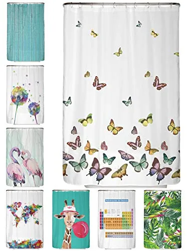 arteneur® Schmetterlinge Duschvorhang 120x200 cm - Hochwertiger Duschvorhang mit buntem Digitaldruck, wasserdicht und pflegeleicht. Aus 100% recyceltem Material, inklusive Duschvorhang-Haken für einfache Montage. Ein echter Blickfang für dein Badezimmer!