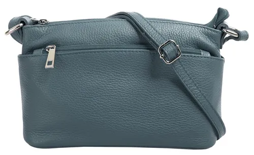 Cluty Umhängetasche Damen 020617 blau - Umhängetasche aus hochwertigem Rindleder, ideal für jeden Anlass. Mit mehreren Reißverschlussfächern und verstellbarem Schultergurt für optimale Funktionalität und Stil.