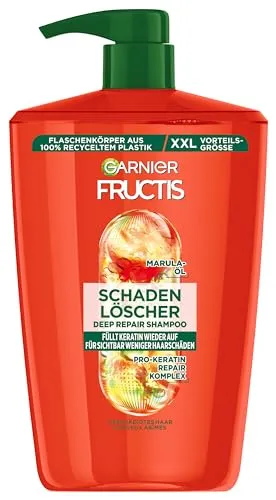 Garnier Fructis Schadenlöscher reparierendes Shampoo für geschädigtes Haar XXL, Mit Amla-Öl und pflanzlichen Keraproteinen für weniger Spliss, Maxi Format, 1000ml