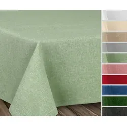 Beautex Fleckenabweisende Tischdecke mit Lotuseffekt, Rund 140 cm, Leinenoptik in Hellgrün - Hochwertige Tischdecke in Leinenoptik, rund und bügelfrei. Ideal für den Innenbereich, strapazierfähig und wasserabweisend – perfekt für stressfreies Essen!