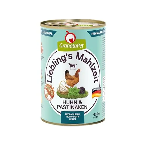 GranataPet Liebling's Mahlzeit Huhn & Pastinaken, Nassfutter für Hunde, Hundefutter ohne Getreide & ohne Zuckerzusätze, Alleinfuttermittel, 6 x 400 g
