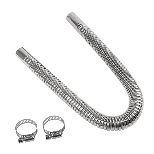Hitzebeständiger Edelstahl-Abgasschlauch 60cm mit Klammern - Ideal für Generatoren und Standheizungen. Der robuste Edelstahl-Abgasschlauch ist einfach zu installieren und sorgt für eine zuverlässige Abgasführung bei minimalem Geräuschpegel.