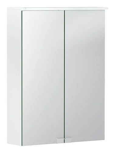 Geberit Option Spiegelschrank Basic mit Beleuchtung 50 cm - Spiegelschränke mit zwei Türen, integrierter Steckdose und 2 versetzbaren Glaseinlegeböden für flexiblen Stauraum.
