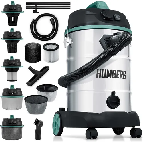 Industriestaubsauger 30L 1600W HM-402 - Vielseitig & Leistungsstark - Werkstattausrüstung-Zubehör mit 30L Tank, Blasfunktion und 4 wiederverwendbaren Filtern für effektive Reinigung von Schmutz, Asche und Flüssigkeiten. Ideal für Werkstätten und Baustellen.