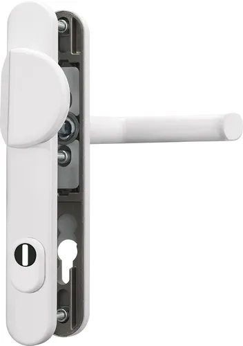 ABUS Türbeschlag SRG92N ZS W mit Ziehschutz - Sicherheit für Haustüren - Türsicherungen, optimal für schmale Rahmenprofile, bietet zusätzlichen Ziehschutz und stabilisiert Einsteckschloss und Zylinder für maximale Sicherheit.