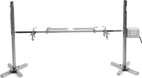 BBQ-Toro Edelstahl Spanferkelgrill mit Motor - Grilldrehspieße für Garten und Camping, höhenverstellbar und mit starkem Motor für gleichmäßiges Braten von Spanferkeln und Lämmern, ideal für Feiern im Freien.