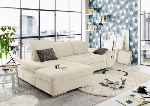 set one by Musterring Ecksofa SO4100 V, mit verstellbaren Kopfteilen, wahlweise mit Funktionen, Cord-Bezug