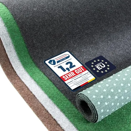 Primaflor Rasenteppich - COMFORT, Anthrazit | Musterstück | UV-stabil & schnelltrocknend | Mit Noppen | Kunstrasen-Teppich für Balkon, Terrasse & Poolbereich | Outdoor Bodenbelag | Balkonteppich