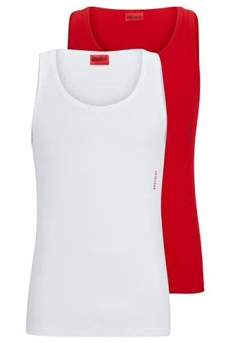 HUGO Herren Tank Top Twin Pack - Stretch-Baumwolle Unterhemden - Tops für Herren, Slim Fit mit tiefem Rundhalsausschnitt, ideal für Komfort und Stil, verpackt in ansprechender Box.