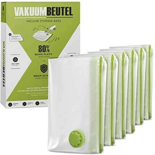 NORDIC® - Vakuumbeutel für Kleidung - 6x Größe S in 60x40cm - BPA Frei - Vakuumbeutel klein - Vacuum Bags for Clothing – Vakuumierbeutel Kleidung – Vacuum Storage Bags - Vakuum Reisebeutel