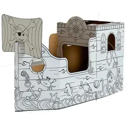 Fellowes Bankers Box XL Spielkarton PIRATENSCHIFF - Robuster Spielkarton 'Piratenschiff' aus Wellpappe, ideal zum kreativen Spielen und Gestalten. Schnell aufbaubar, mit abgerundeten Kanten für Sicherheit. Perfekt für fantasievolles Rollenspiel und kreative Projekte.