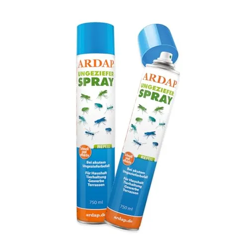 Ardap Repell Ungezieferspray 2 x 750ml - Effektiver Schutz gegen Ungeziefer - Universalabwehr für drinnen - Schnelle und effektive Abwehr gegen Insektenbefall in Haushalt und Gewerbe. Ideal für akuten Ungezieferbefall!