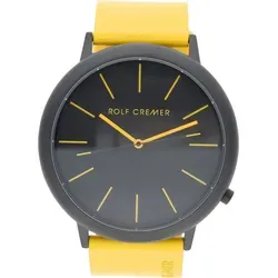 Rolf Cremer Uhr Jumbo II 495115 – Extravaganter Stil in Gelb und Schwarz - Die Rolf Cremer Jumbo II Armbanduhr vereint extravagantes Design mit hoher Funktionalität. Mit wasserdichter Konstruktion und präzisem Quarzwerk ist sie der ideale Begleiter für modebewusste Träger.