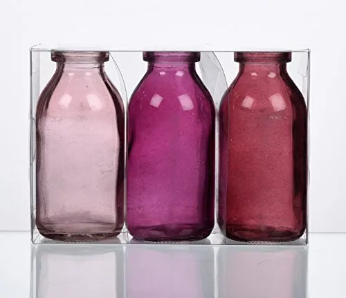 Unbekannt Sandra Rich. Glas VASE Bottle klein. 3 kleine Flaschen ca 10,5 x 5 cm. Fuchsia - ROSA 1165-10-11