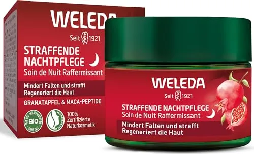 Weleda Straffende Nachtpflege Granatapfel & Maca-Peptide 40ml - Unisex Nachtpflege für alle Hauttypen, tierversuchsfrei und vegan. Mit natürlichen Inhaltsstoffen für straffere Haut und ein erfrischendes Hautgefühl.