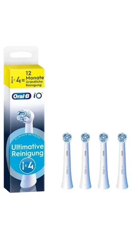 Oral-B iO Ultimative Reinigung Ersatzbürste weiß, 4 Stück - Oral-B Aufsteckbürsten, 4 Stück für beste Mundpflege. Einfacher Austausch, kompatibel mit allen Oral-B Zahnbürsten – für eine effektive und professionelle Zahnreinigung.
