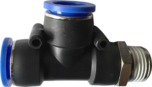 Poussez pneumatique en T-raccord (PD) Ø 10 mm avec filetage BSPT R1/8"