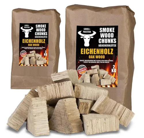 Grillmaster Räucherspäne Räucherklötze 4kg Eiche Chunks Räuchern Smoken BBQ Grill Feuer, 4 kg