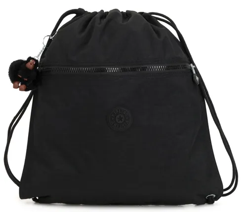 Kipling Back To School Supertaboo Backpack M - True Black Rucksack - Unisex Rucksack aus 100% Polyamid mit einem einzigartigen Plüschgorilla als Anhänger, ideal für Schule und Freizeit.