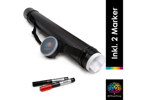 OfficeTree Köchertasche Posterrolle A0 - Schwarz, Köcher für Bilder Poster und Flipchart Papier - Länge und Tragegurt verstellbar - Zeichenrolle Transportrolle Zeichenrollenköcher