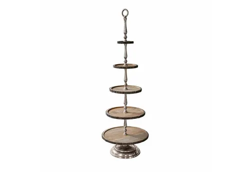 Loberon Etagere Clarette, 5-stöckig - Standregal aus Mangoholz mit rustikalem Rindenrand, beeindruckende Größe und langlebiges Design für stilvolle Dekoration in Ihrem Zuhause.