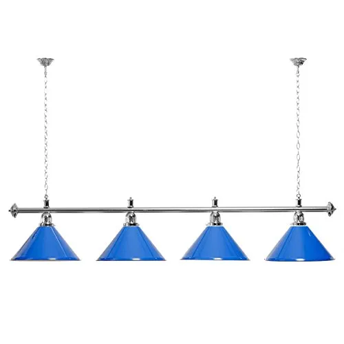 Billiard-Royal Billardlampe mit 4 Schirmen – Elegante Hängelampe für Billardtische - Perfekte Ausleuchtung für Ihren Billardtisch mit stilvoller Hängelampe. Die 180 cm lange Lampe sorgt für eine optimale Beleuchtung und wertet jeden Billard-Raum auf. Inklusive Aufhängketten für einfache Montage.