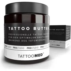 TattooMed® TATTOO BUTTER - Professionelle Tattoo Butter für optimalen Hautschutz - Körperbutter mit 100% veganen Inhaltsstoffen, ideal für Schutz und Regeneration während des Tätowierens. Kühlt und entspannt die Haut, sorgt für einen perfekten Gleitfilm.