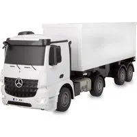 Jamara RC-Auto Container LKW Mercedes-Benz Arocs 1:26 - RC-Modelle: Detailgetreues Design mit LED Licht, 2 Geschwindigkeiten und 2,4GHz für Mehrspielerbetrieb, ideal für Kinder ab 6 Jahren.