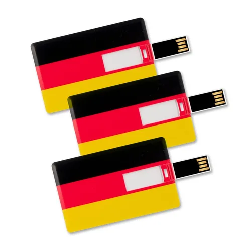 3x Speicherkarte 8GB in Scheckkartenform Flagge Deutschland USB Datenspeicher