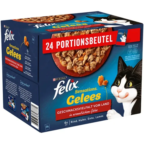 FELIX Sensations Gelees Katzenfutter nass in Gelee, Sorten-Mix (1x24x85g)