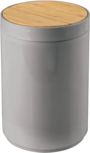 mDesign praktischer Mülleimer Küche – moderner Abfalleimer aus Bambus und Kunststoff - Eleganter Abfalleimer mit schwenkbarem Deckel für Bad, Büro und Küche. Stabil und kompakt, ideal für kleine Räume. Der natürliche Bambusdeckel und das graue Design passen in jede Einrichtung.