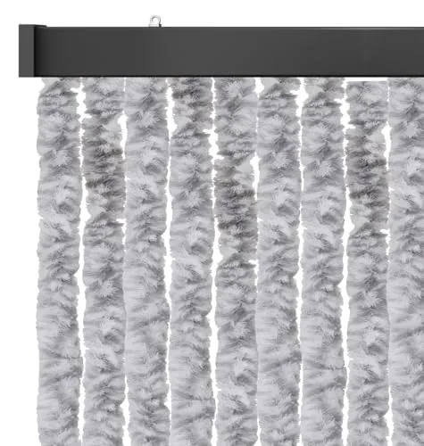 Arsvita Flauschvorhang 120x220 Meliert hellgrau - weiß - Gardinen – Eleganter Sichtschutz aus hochwertigem Chenille, schützt vor Insekten und neugierigen Blicken, ideal für Innen- und Außenbereiche.