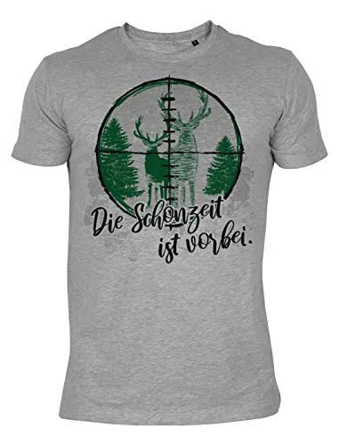 Tini - Shirts Jäger Motiv T-Shirt, Jagd-Bekleidung, Geschenk-Shirt Jagdsport : Die Schonzeit ist vorbei - Fun-Shirt Spruch, Motiv jagen Gr: L