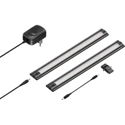 ledscom.de LED Unterbau-Leuchte SIRIS schwarz matt - 2er Set, flach & energieeffizient - Unterschrank Beleuchtung mit extra flacher Bauweise und blendfreier Lichtverteilung. Ideal für Küche, Schrank oder Werkstatt, energieeffizient mit 370lm bei nur 3,9W pro Leuchte.