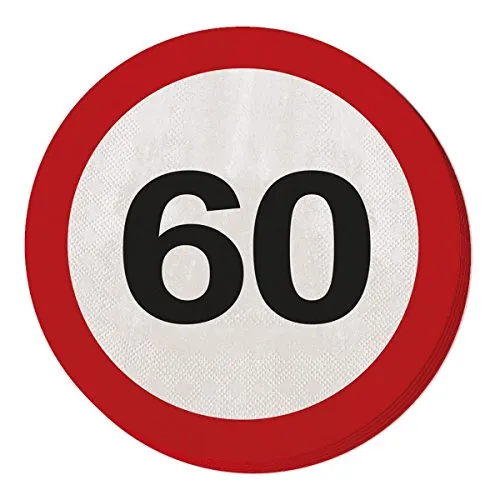 Folat 20 Servietten * 60. Geburtstag * mit Verkehrsschild-Design // Set Napkins Jubiläum Sechzig Jahre