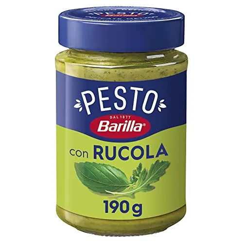 Barilla Pesto Basilico e Rucola 12x190g | Glutenfreie Italienische Pasta-Sauce mit Basilikum und Rucola, Nudel-Soße, grünes Pesto