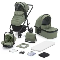 Kombi-Kinderwagen FILLIKID "Jaguar" – Babywagen in grün melange - Hochwertiger Kinderwagen mit komfortabler Ausstattung, inklusive i-size Autositz und atmungsaktiver Matratze, ideal für unbeschwerte Ausflüge mit deinem Baby.