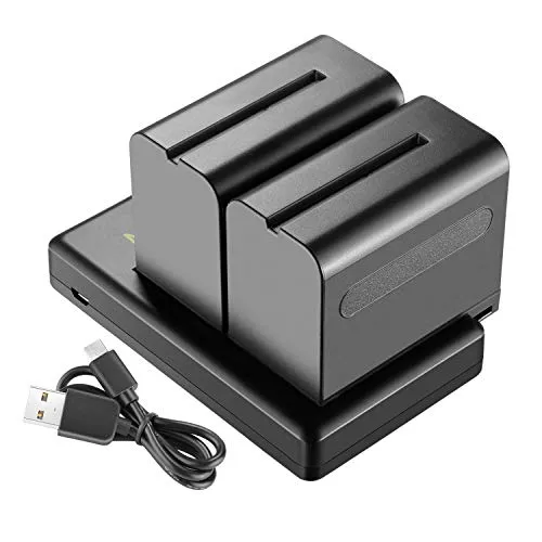 NEEWER 2er-Pack 6600mAh Li-Ionen-Ersatzakku mit USB-Ladegerät, kompatibel mit Sony NP-F970 F960 F950 F770 F750 F570 F550, Handycams und NEEWER LED-Licht, Monitor, motorisiertem Slider
