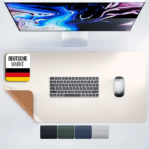 Schreibtischunterlage Leder 80x40 cm – extra dünn & rutschfest - Desk Mat & Deskmat wasserfest & schmutzabweisend - Schreibtisch Unterlage, Schreibunterlage & Tischunterlage Schreibtisch