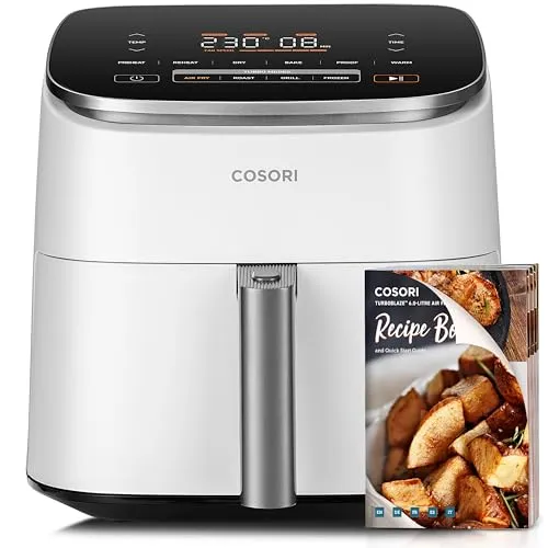COSORI TurboBlazeTM 6.0-Liter Heißluftfritteuse - Fritteusen mit 6L Fassungsvermögen, 9 Zubereitungsarten und 46% schnellerem Garen für gesunde, knusprige Ergebnisse.