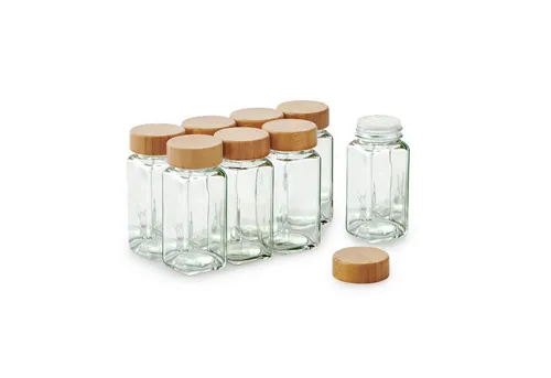 Betty Bossi Gewürzstreuer aus Glas mit Bambusdeckel - 8 Stück - Praktische Gewürzstreuer im Set, aus hochwertigem Glas mit stilvollem Bambusdeckel, ideal für die Küche und zur Aufbewahrung von Gewürzen.