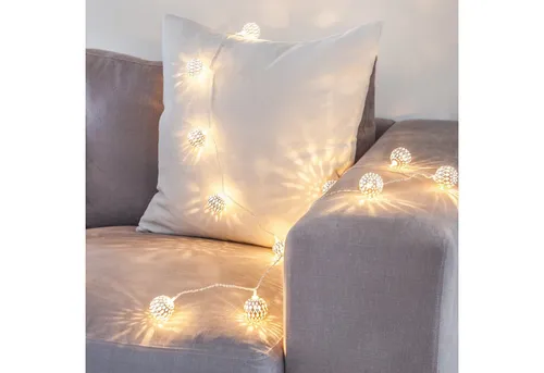 Lights4fun LED-Lichterkette 16er LED Lichterkette Marokkanische Kugeln silber 24V