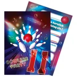 LIMONIA Einladungskarten Bowling zum 11. Kindergeburtstag Jungen Mädchen Einladungen Kegeln, Einladungskarten zum 11. Geburtstag Bowling