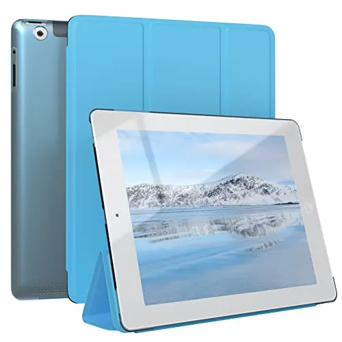 EAZY CASE - Schutzhülle für iPad 2 / iPad 3 / iPad 4 Hülle 9.7 Zoll Smart Cover Tablet Case Smartcase zum Aufstellen Klapphülle mit Standfunktion Sleep Wake Up Funktion Tasche Kunstleder Etui Blau