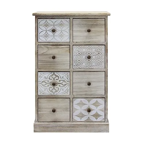 Rebecca Mobili Schrank aus Paulownia Holz, Shabby Style - Kommode mit gepolstertem Sitz, ideal für den Eingangsbereich und bietet zusätzlichen Stauraum.