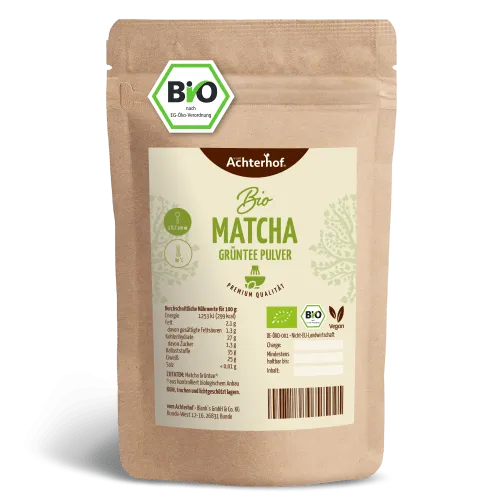 Bio Matcha Grüntee Pulver (100g) - Hochwertiges Matcha-Pulver für Teegenuss oder als kreative Zutat in Getränken. Ideal für einen belebenden Start in den Tag.