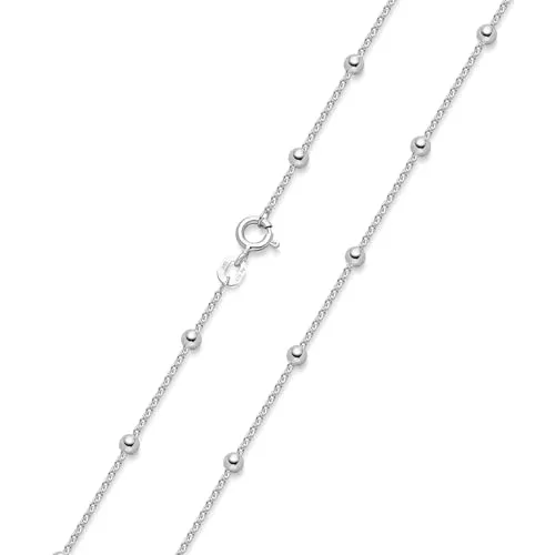 MATERIA Kugel Halskette Damen Silber 925 - Filigrane Kurz-Kette für Frauen - Ketten für Damen: Elegante Kugel Halskette aus 925 Sterling Silber, anlaufgeschützt und ideal für den Multi-Chains-Look. Perfekt verpackt in einer Schmuckbox - ein tolles Geschenk!