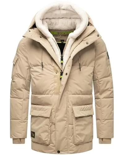 STONE HARBOUR Herren Winterjacke "Lauroo XX" in Beige - Funktionsjacke mit abnehmbarem Teddyfleece-Einsatz, wasser- und windabweisend, ideal für kaltes Wetter und Outdoor-Aktivitäten.